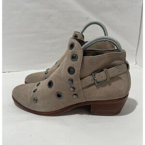 Sam Edelman women's Pedra Beige Suede Leather Grommet Stud Ankle Booties Womens